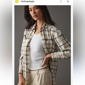 Pilcro Cream Multi Checkered Oversized Button Down